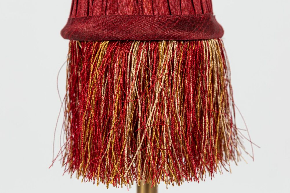 Pleated Lamp Shade with Fringe | Mini Red | 8 x 4.5cm