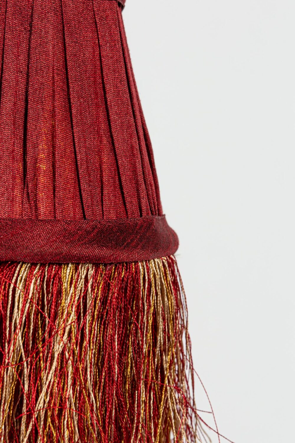 Pleated Lamp Shade with Fringe | Mini Red | 8 x 4.5cm
