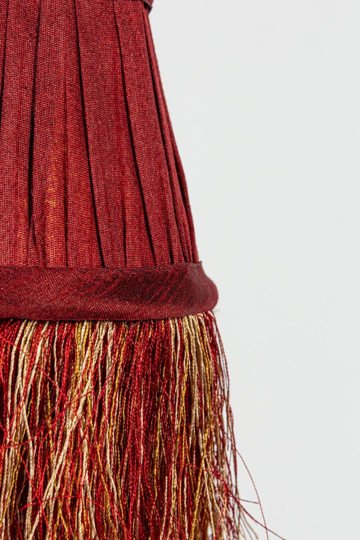 Pleated Lamp Shade with Fringe | Mini Red | 8 x 4.5cm