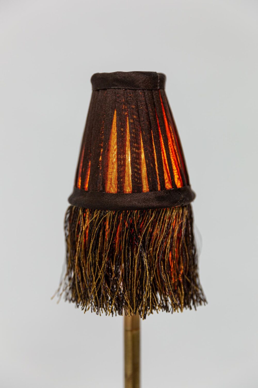 Pleated Lamp Shade with Fringe | Mini Taupe | 8 x 4.5cm