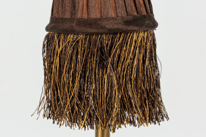 Pleated Lamp Shade with Fringe | Mini Taupe | 8 x 4.5cm