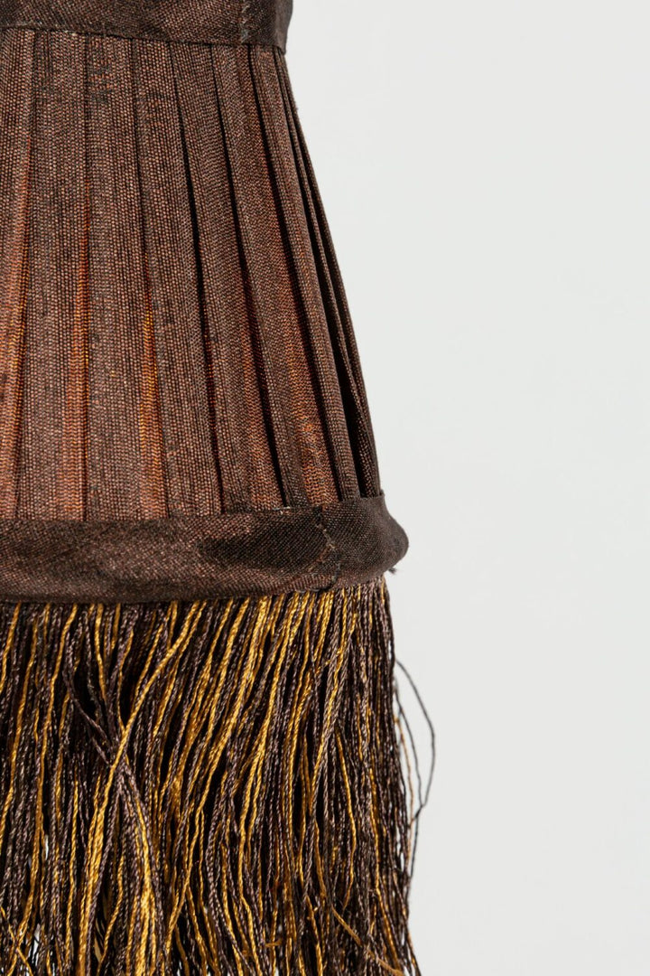 Pleated Lamp Shade with Fringe | Mini Taupe | 8 x 4.5cm