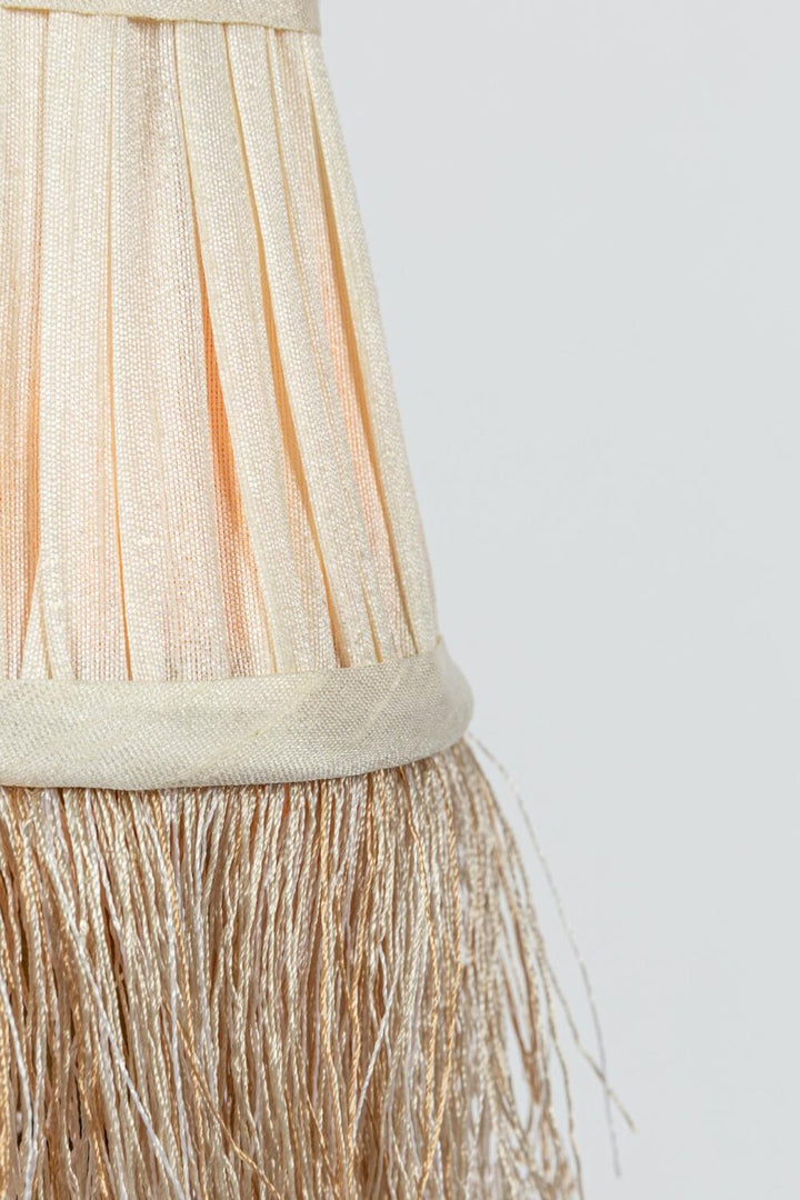 Pleated Lamp Shade with Fringe | Mini Ivoire | 8 x 4.5cm |