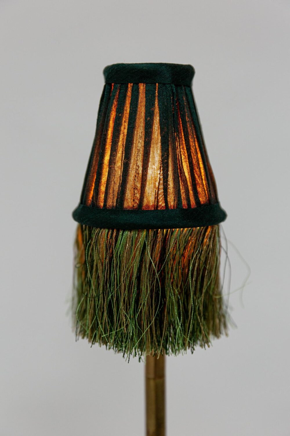Pleated Lamp Shade with Fringe | Mini Green | 8 x 4.5cm