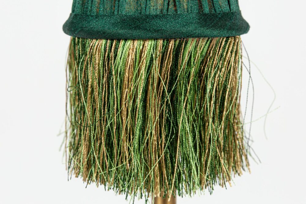 Pleated Lamp Shade with Fringe | Mini Green | 8 x 4.5cm