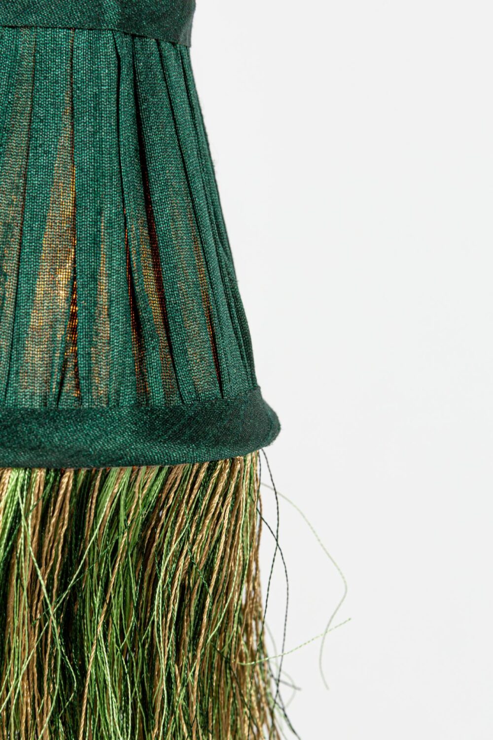 Pleated Lamp Shade with Fringe | Mini Green | 8 x 4.5cm