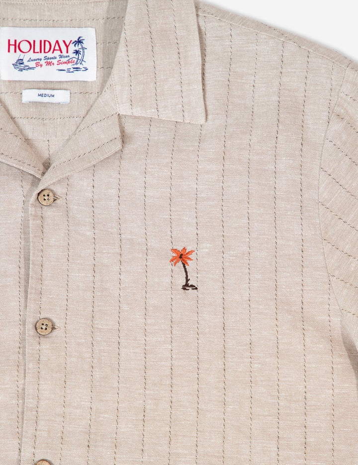 Simple | Aloha Cuban Short Sleeve Shirt | Sand Stripe