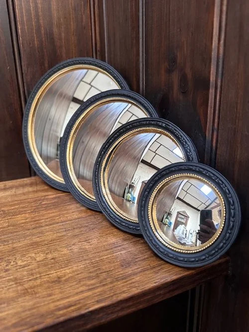Convex Beaded Mirror Black/Gold | 12.8cm