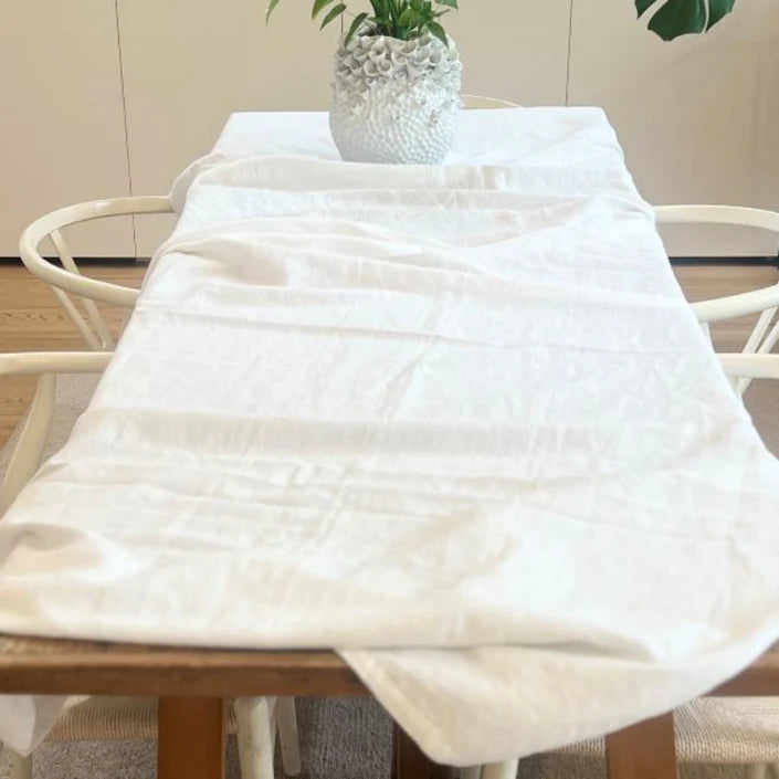 Enzyme White Linen Tablecloth | 250 x 150 cm