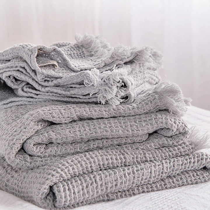 Waffle Face Towel | Fog-Suzie Anderson Home