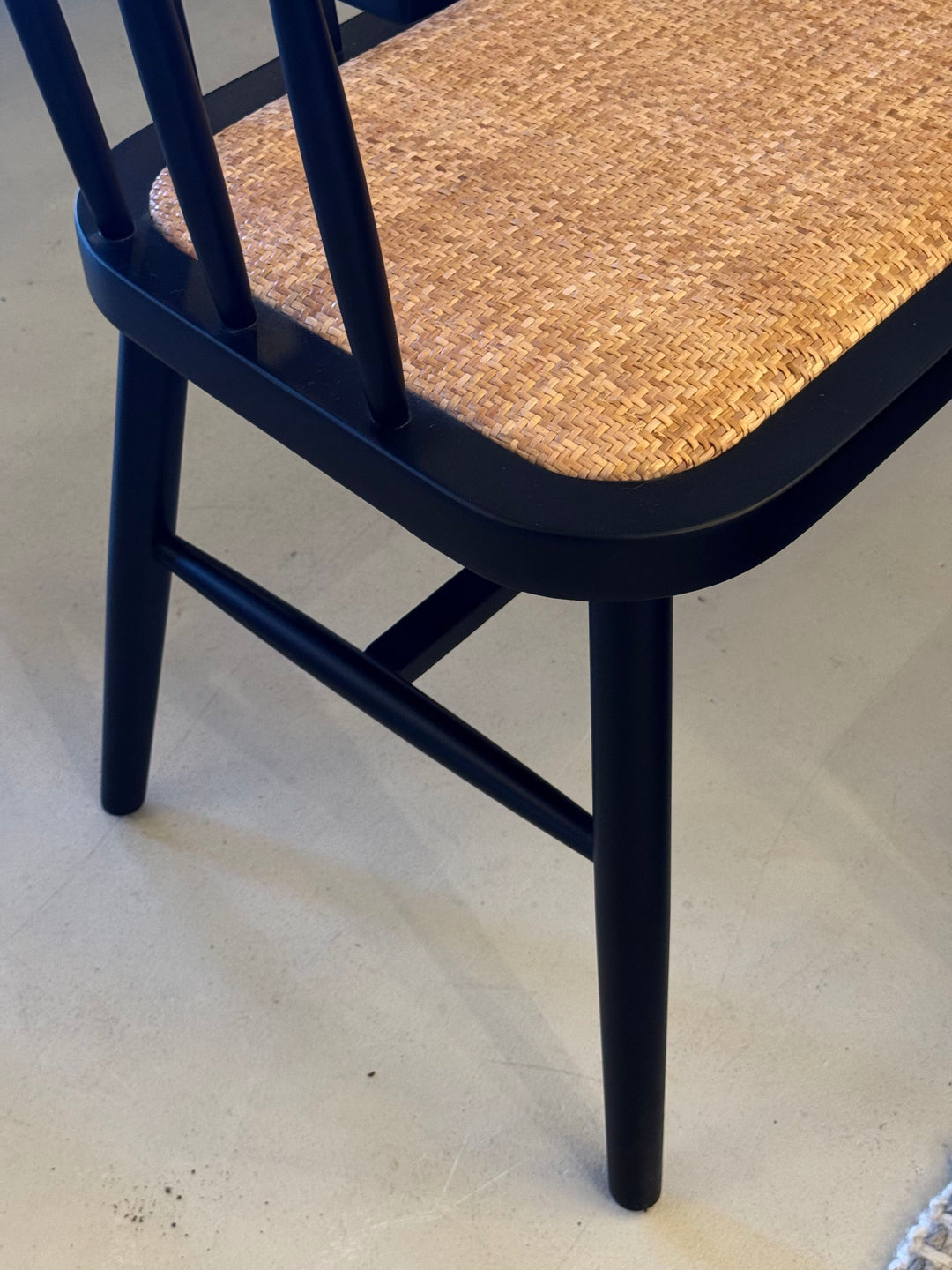 ESTATE | Black shaker style bench with rattan seat | 1200mm x450mm x730mm