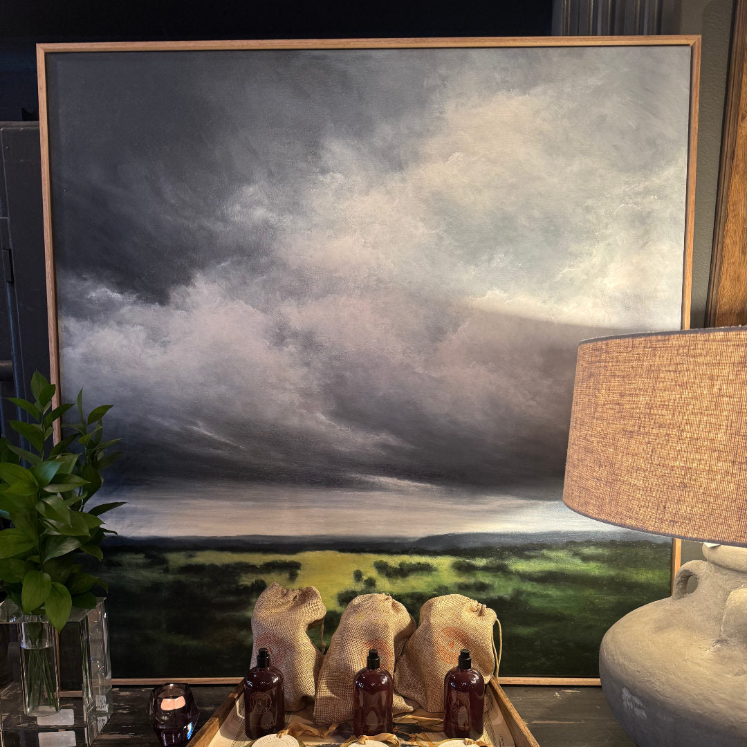 The Gathering Light Artwork | Oak Framed Acrylic on Canvas | 105 x 105cm | Jeannie Dolan