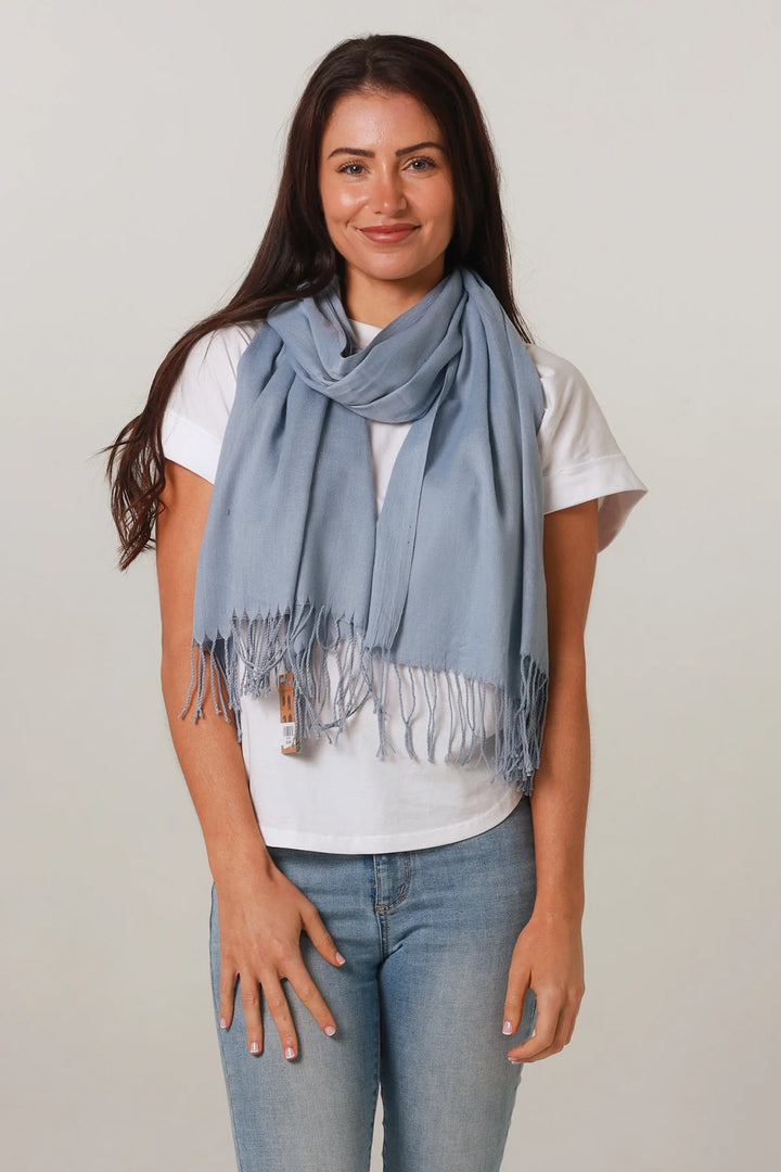 Powder Blue Tassel Edge Scarf KC0084