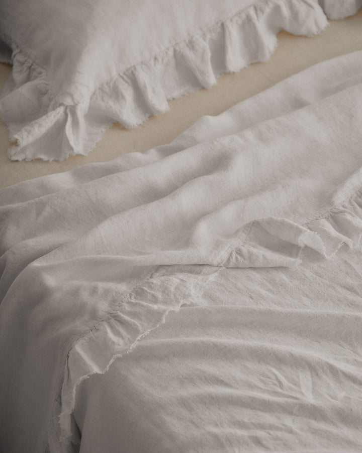 Kristine Linen Flat Sheet + Ruffle | Petra