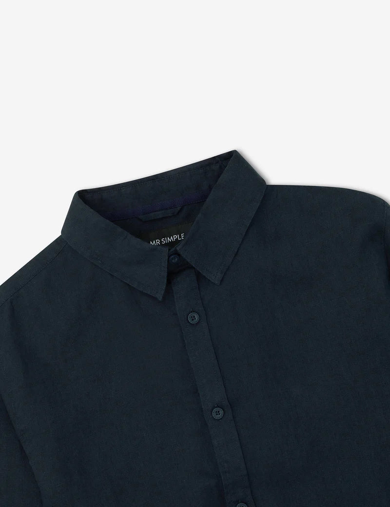 Simple | Men’s Linen long sleeve shirt | Navy