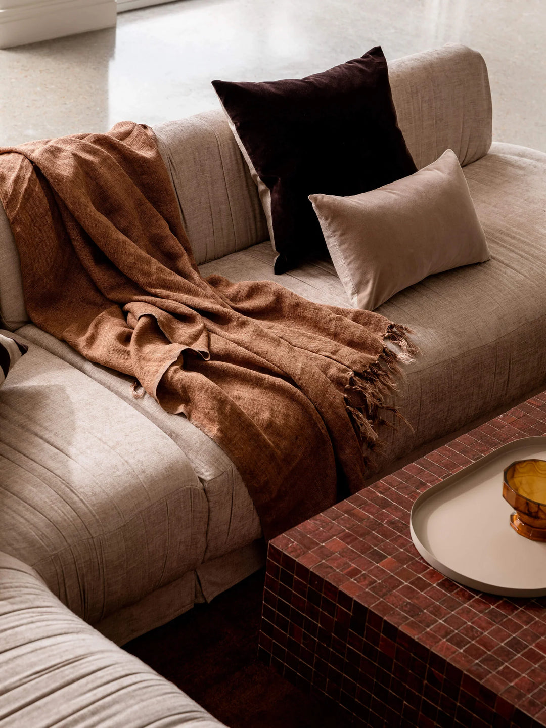 Etro Mini Velvet & Linen Cushion & Insert | Cacao | 30x50cm