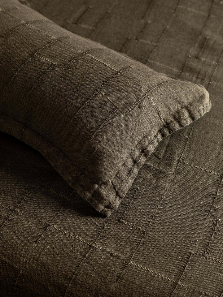 Palermo | French Linen Bedcover | Olive | 240 x 260cm