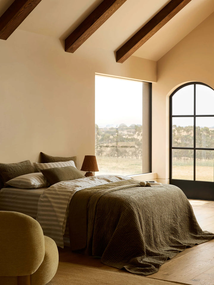 Cino Khaki Cotton Velvet Euro Pillowcase