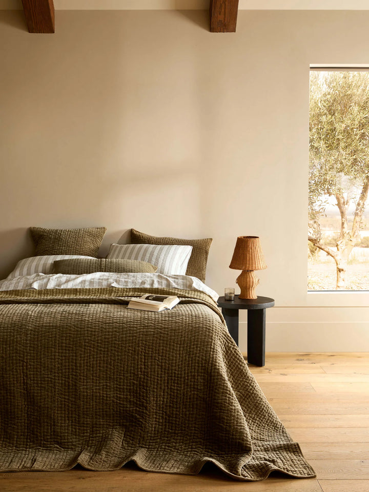 Cino Khaki Cotton Velvet Euro Pillowcase