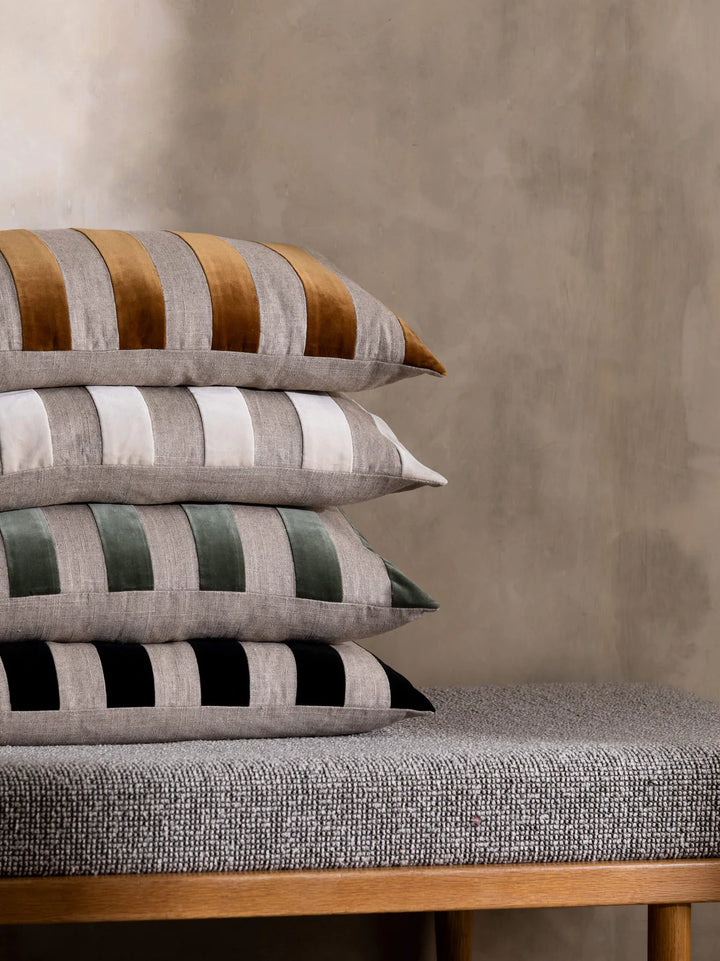 Etro Velvet & Linen Cushion & Insert | Toffee Stripe | 65x40cm