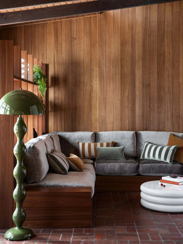 Etro Velvet & Linen Cushion & Insert | Toffee Stripe | 65x40cm