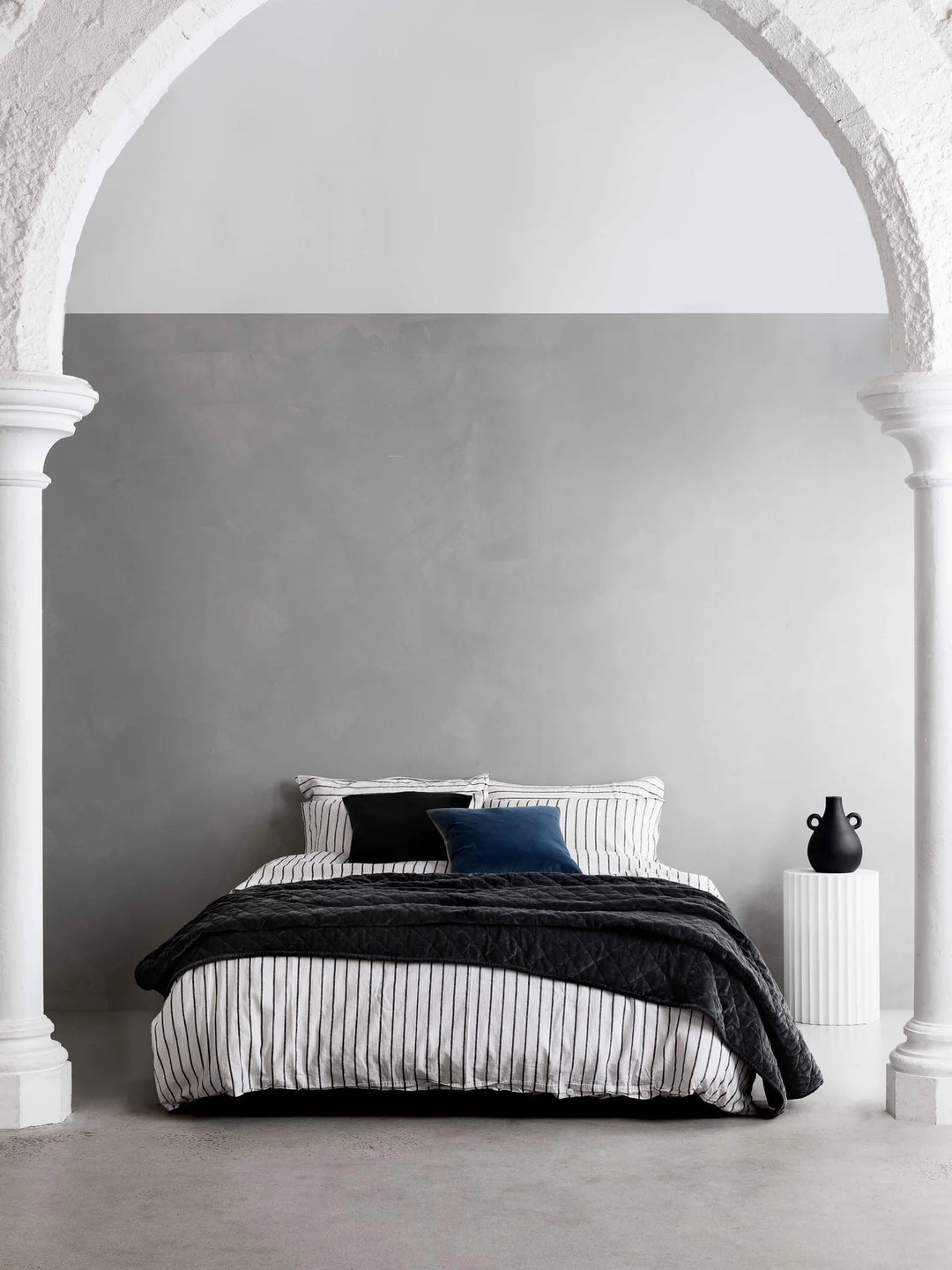 Etro Mini Velvet & Linen Cushion & Insert | Black | 30x50cm