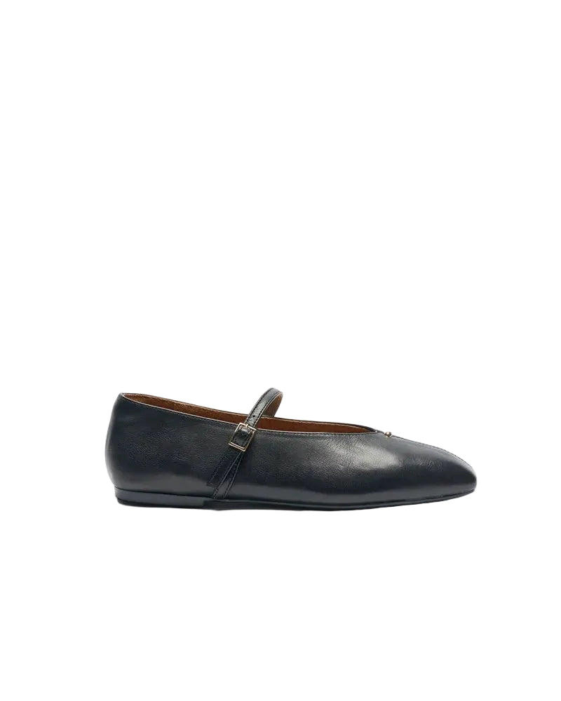 Walnut | Lennon Leather Ballet Shoe / Ballet Flat | Black