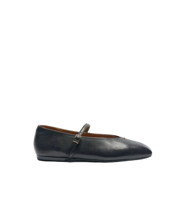 Walnut | Lennon Leather Ballet Shoe / Ballet Flat | Black