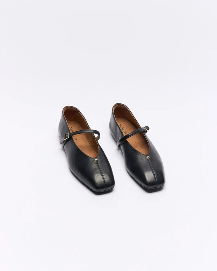 Walnut | Lennon Leather Ballet Shoe / Ballet Flat | Black
