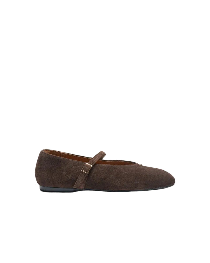 Walnut | Lennon Suede Leather Ballet Shoe | Chocolate Brown