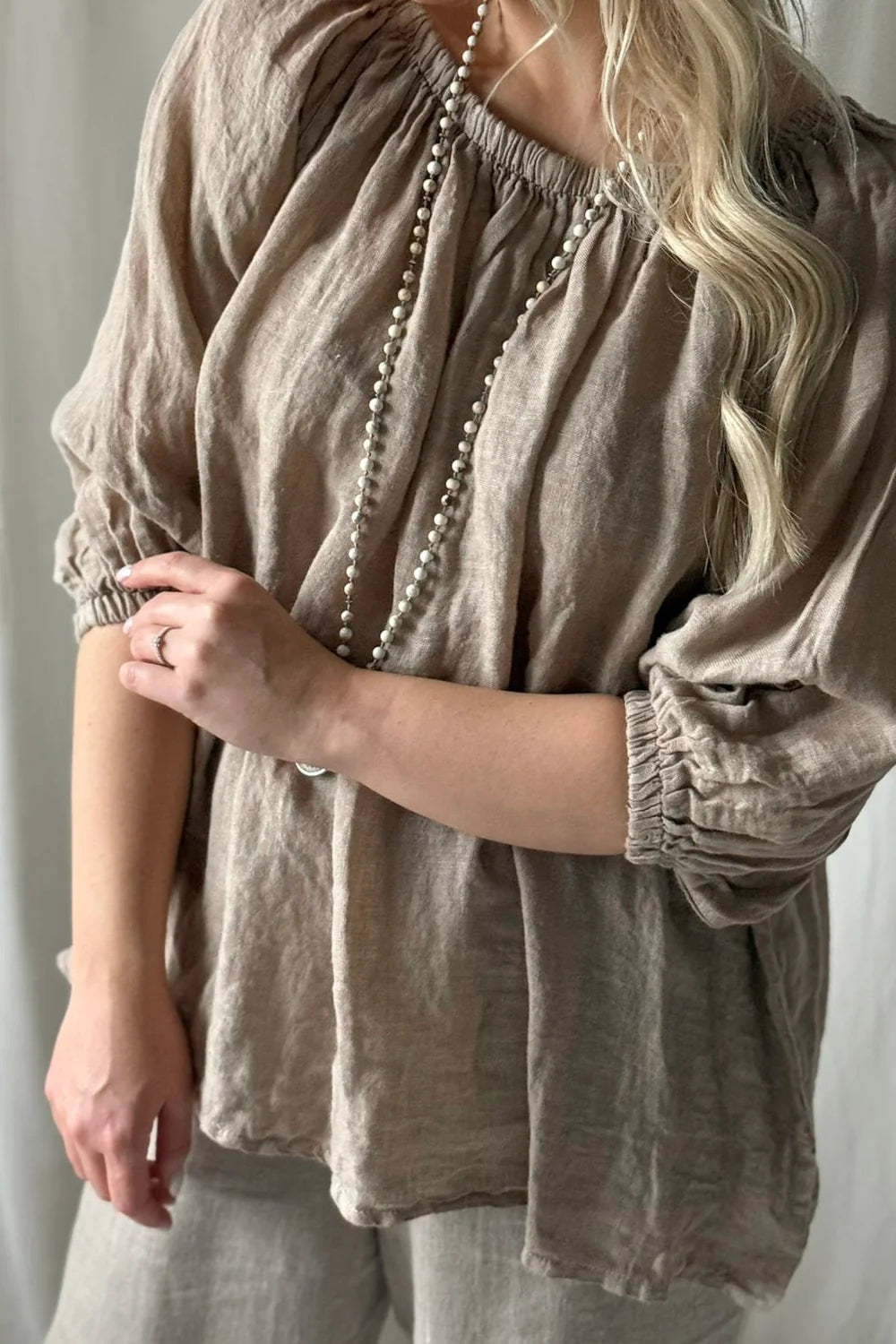 Bypias | Lily Linen Top | Cashmere