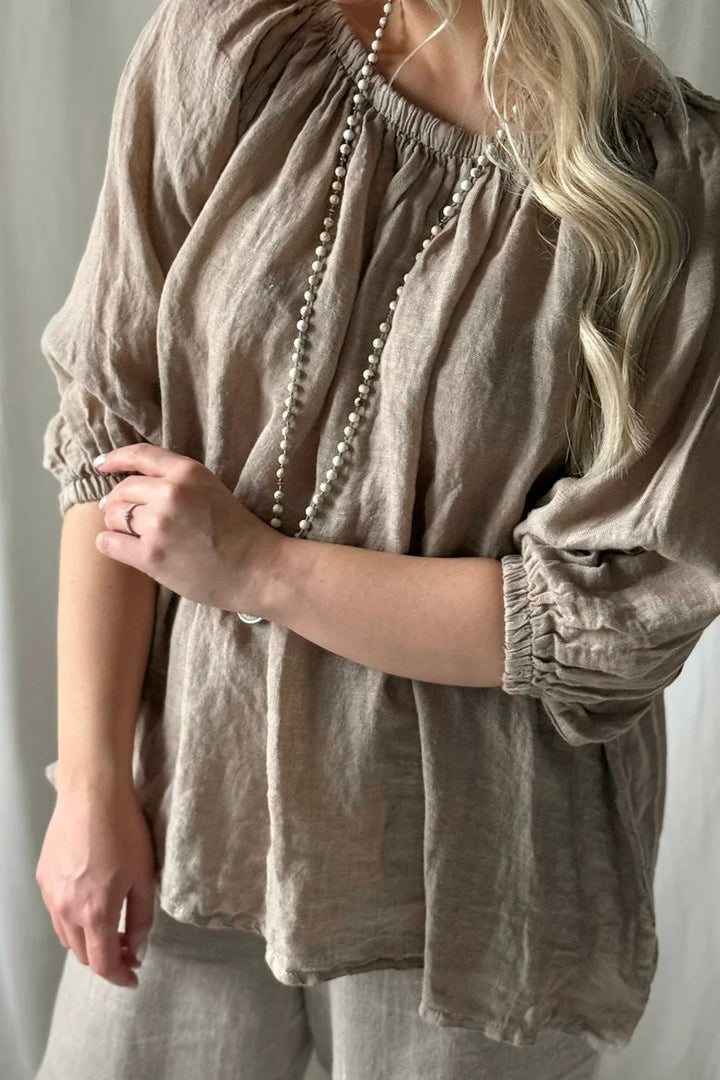 Bypias | Lily Linen Top | Cashmere