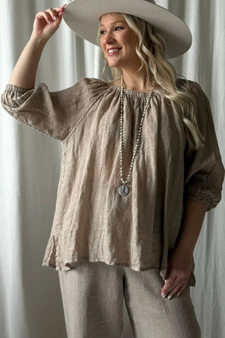 Bypias | Lily Linen Top | Cashmere