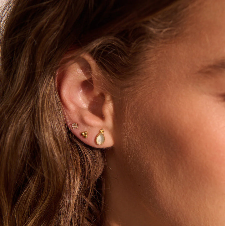 Loved Always Faceted Moonstone Earrings | 18K Yellow Gold Plate | Murkani
