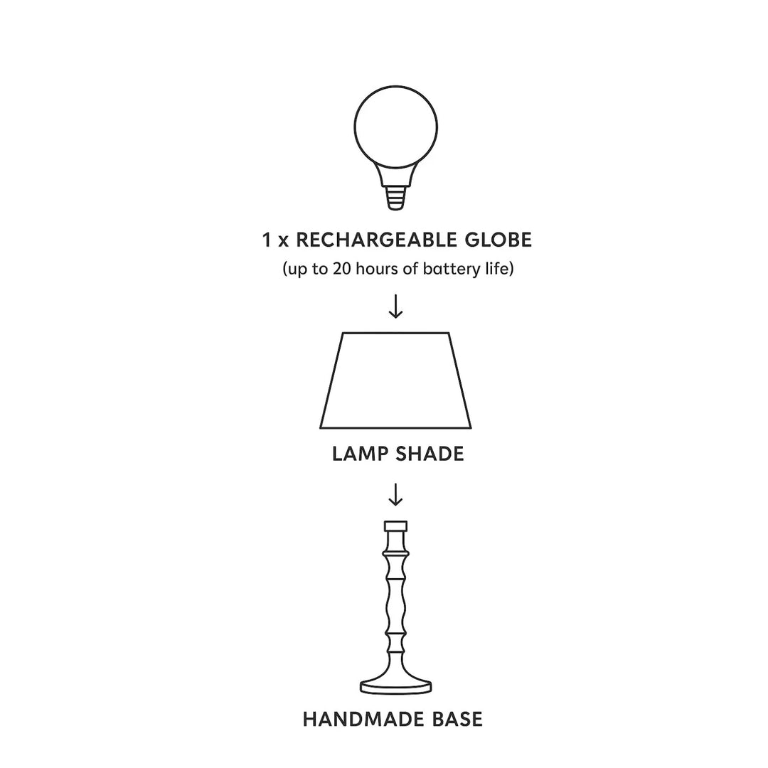 Ivory Turned Cordless Rechargeable Lamp Base