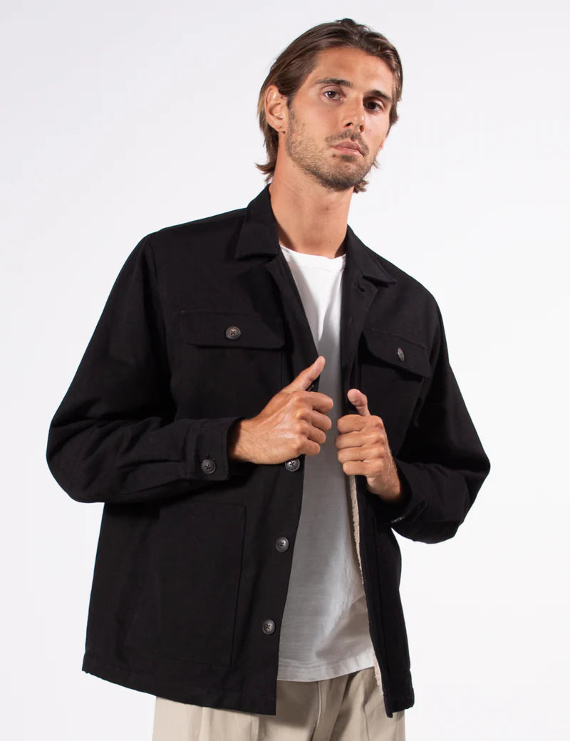 Simple | Stockyard Sherpa Jacket Twill | Black