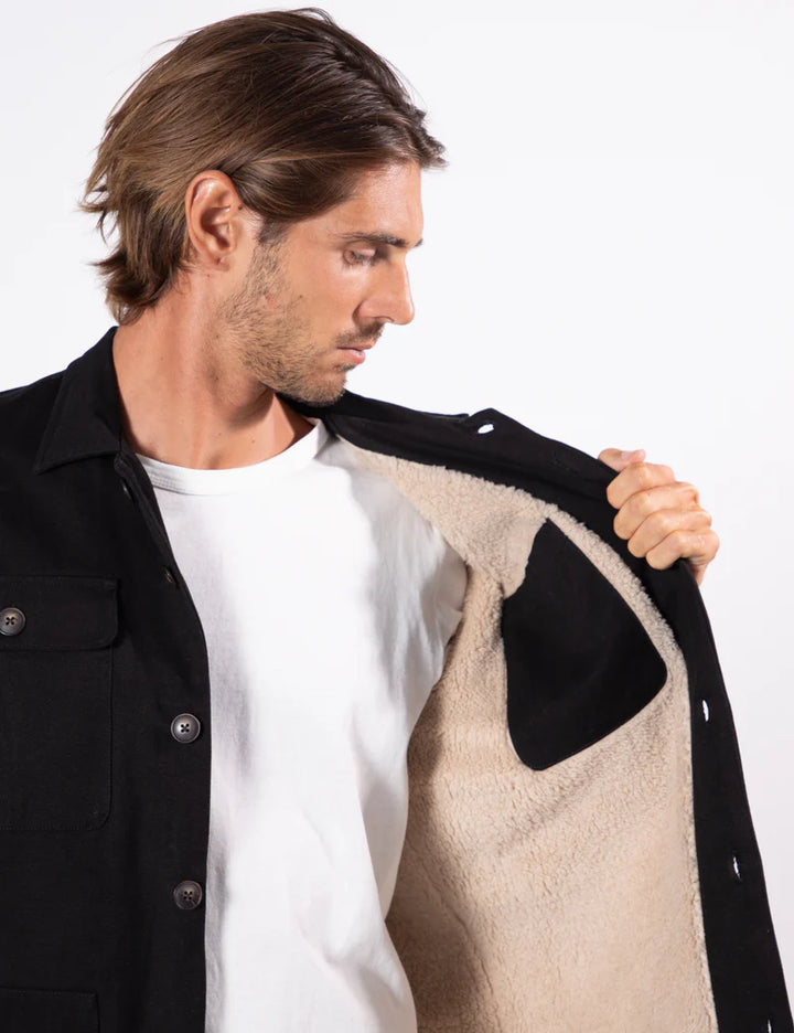 Simple | Stockyard Sherpa Jacket Twill | Black