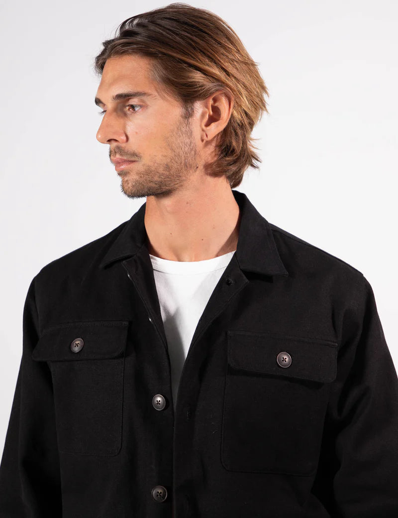 Simple | Stockyard Sherpa Jacket Twill | Black