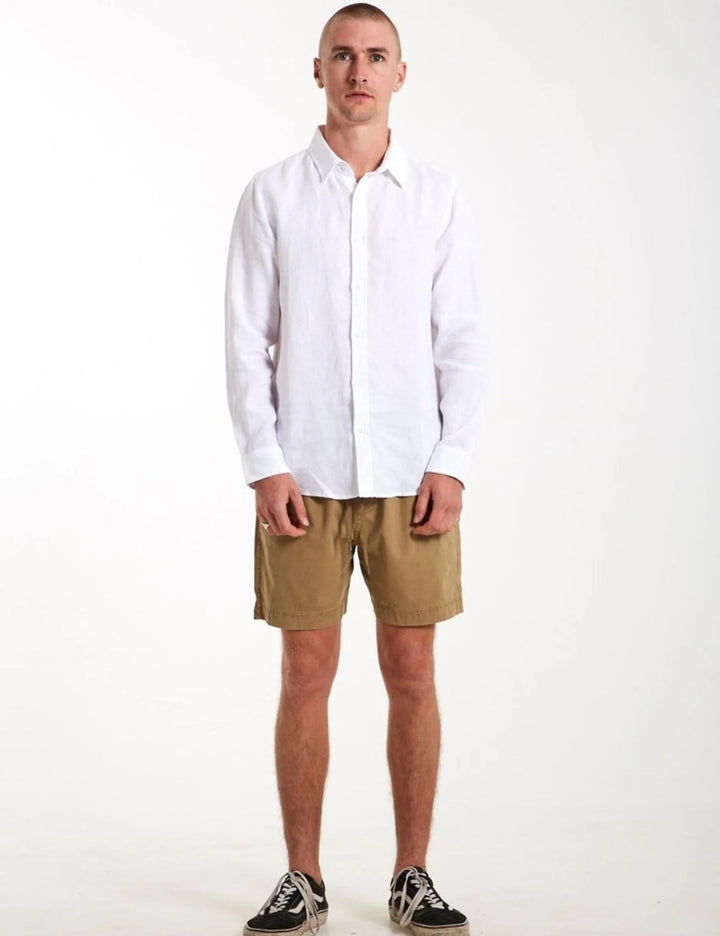 Simple | Men’s Linen long sleeve shirt | White