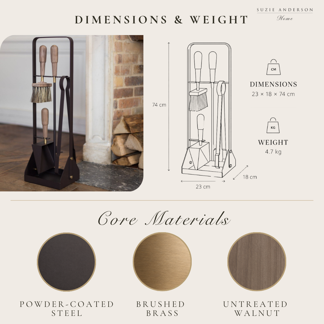 Eldvarm Emma 5-Piece Companion Fire Tool Set | Classique Walnut