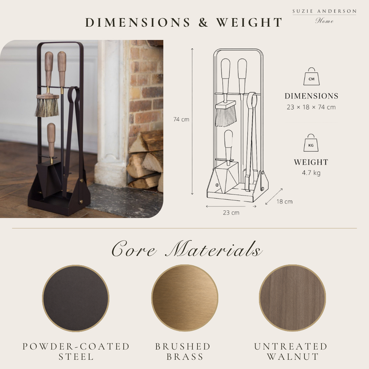 Eldvarm Emma 5-Piece Companion Fire Tool Set | Classique Walnut