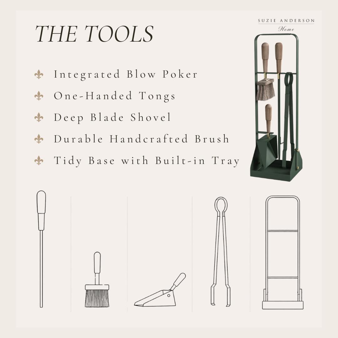 Eldvarm Emma 5-Piece Companion Fire Tool Set | Foret / Green