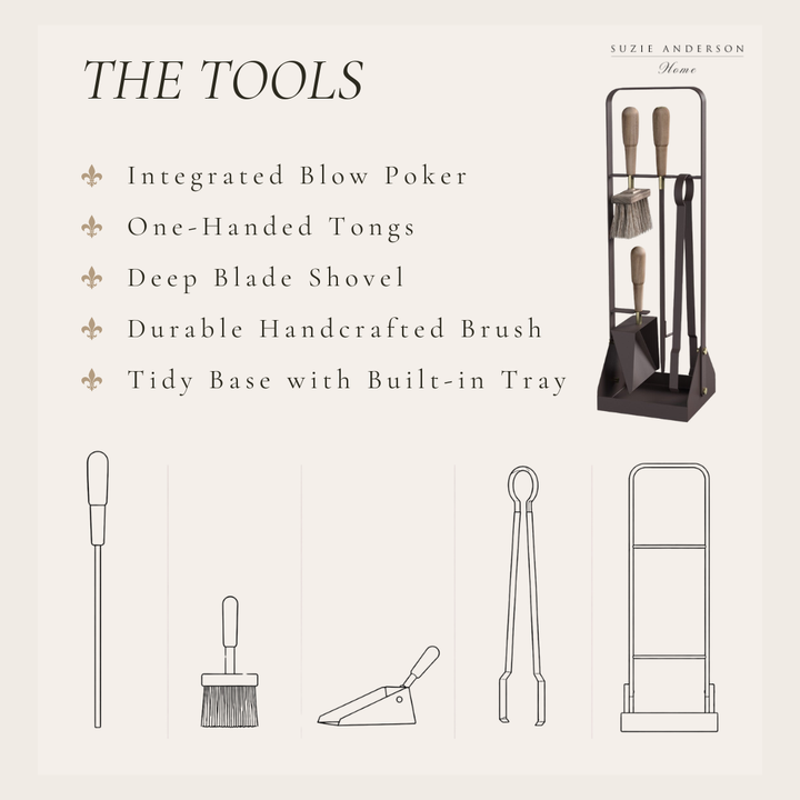 Eldvarm Emma 5-Piece Companion Fire Tool Set | Classique Walnut
