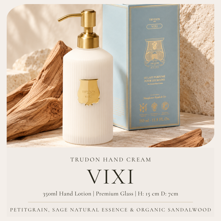 Trudon | Hand Lotion 350ml | VIXI | Petitgrain, Sage Natural Essence and Organic Sandalwood