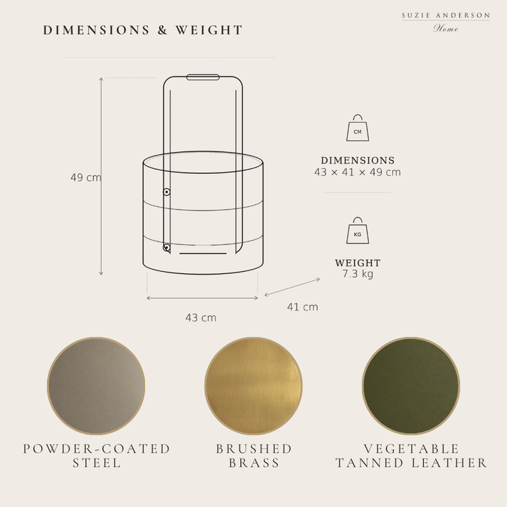 Eldvarm Emma Olive Log Basket | Leather &amp; Brass