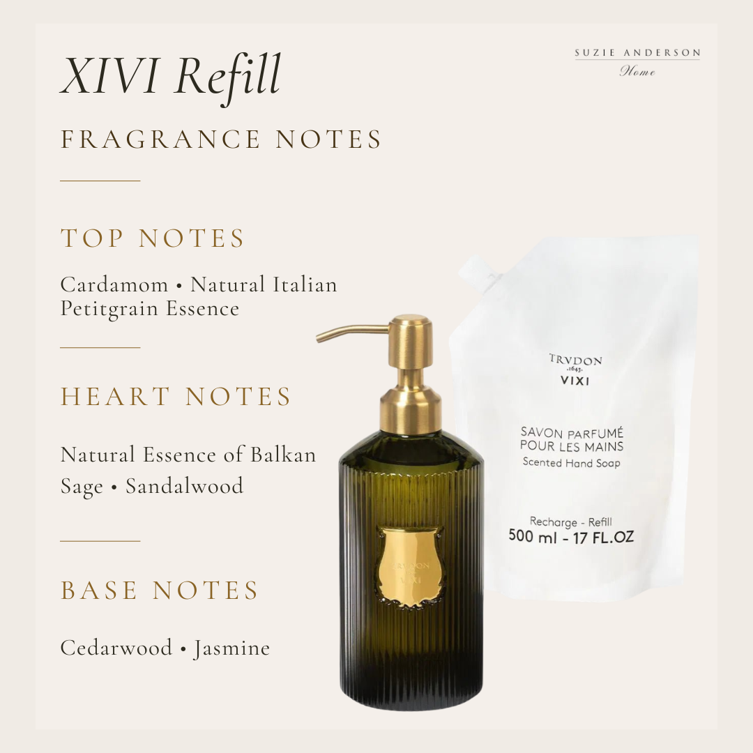 Trudon | REFILL Hand wash 500ml | VIXI | Petitgrain, Sage Natural Essence and Organic Sandalwood