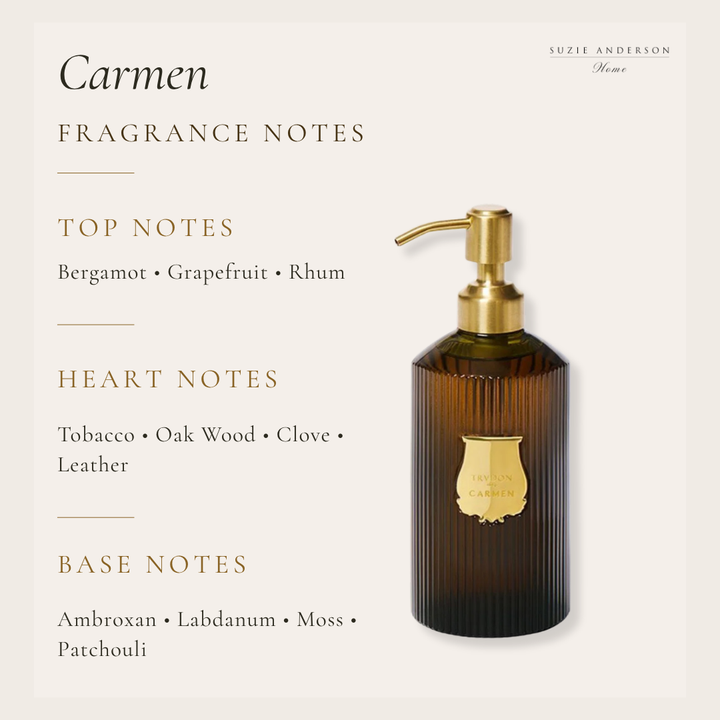 Trudon Carmen Liquid Soap 350ml | Bergamot, Tobacco, Leather