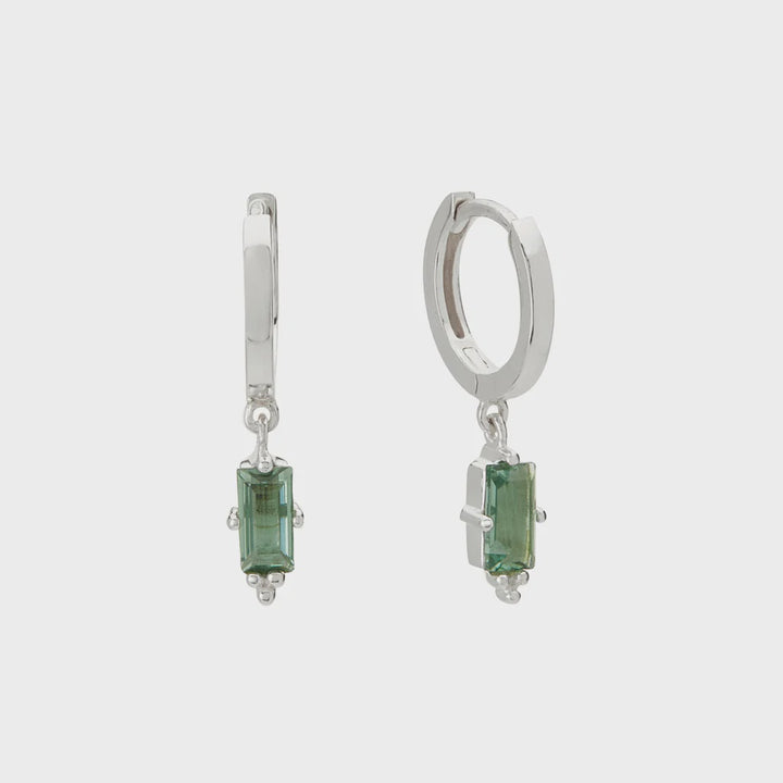 Hanging Huggies with Green Quartz | Sterling Silver