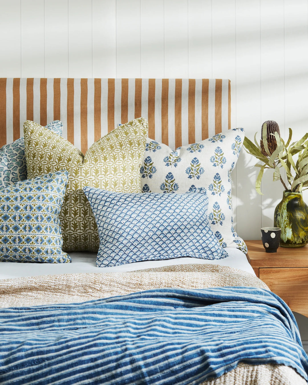 Ankara Moss Azure Cushion & Insert | 50X50cm