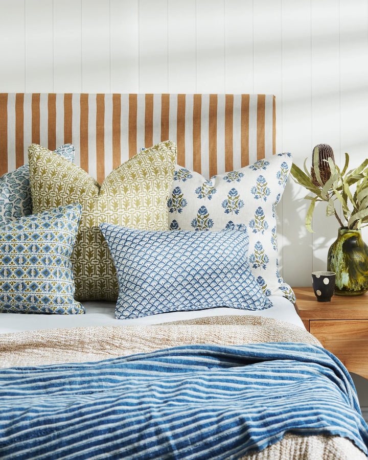 Ankara Moss Azure Cushion & Insert | 50X50cm
